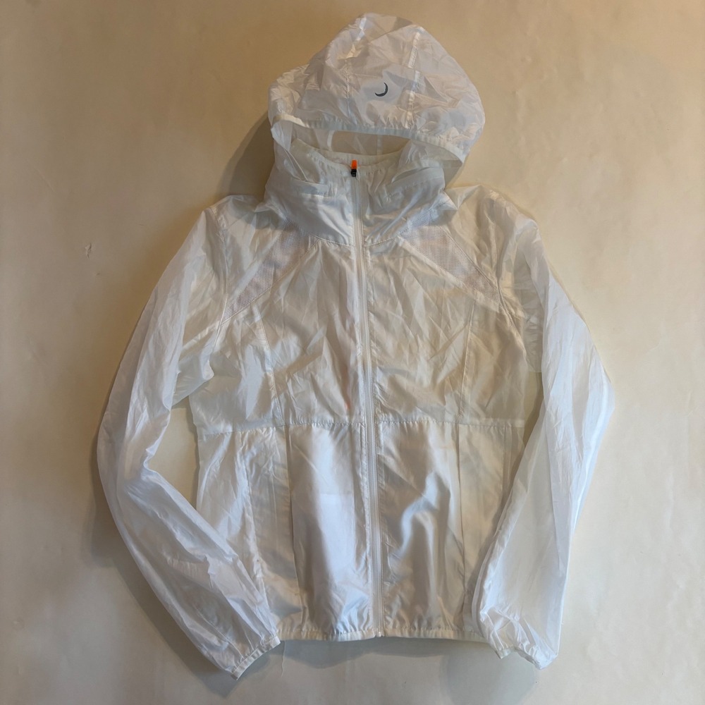 Zyia Active White Hooded Windbreaker Jacket Womens XS Full Zip Mesh Vent